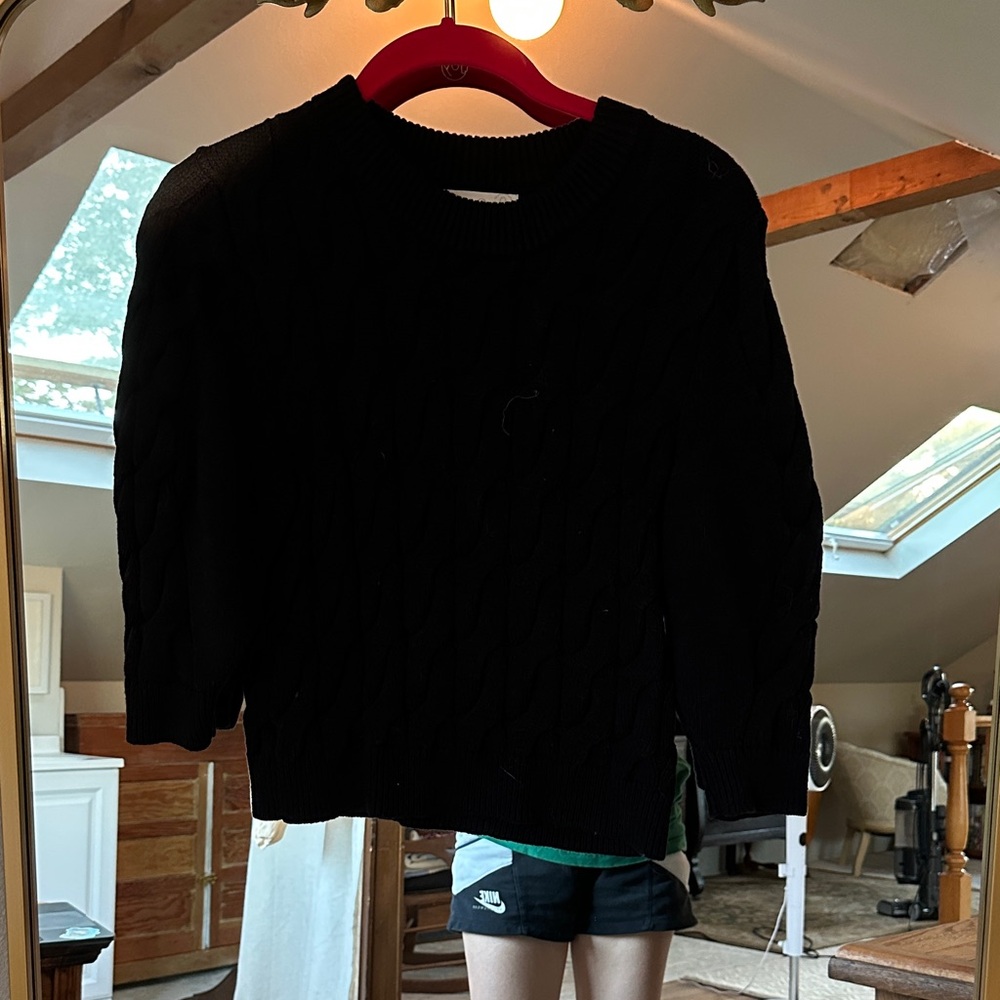 Black Crew Neck Sweater Casual Knit